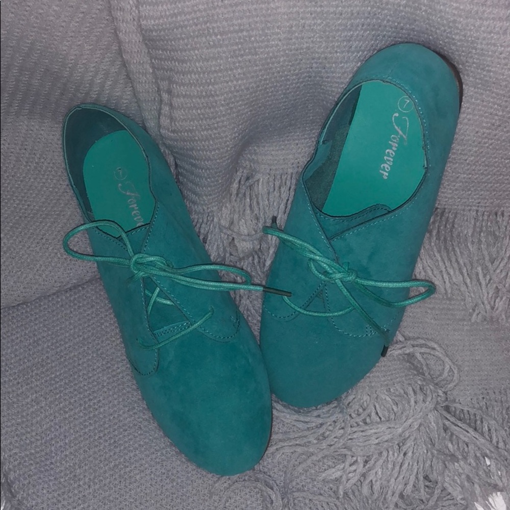 Faux suede turquoise shoes